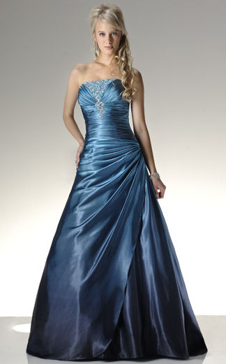 beautiful long blue wedding dress title=
